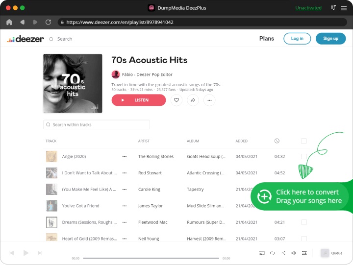 Drag and Add Deezer Songs/Playlists into The Converter