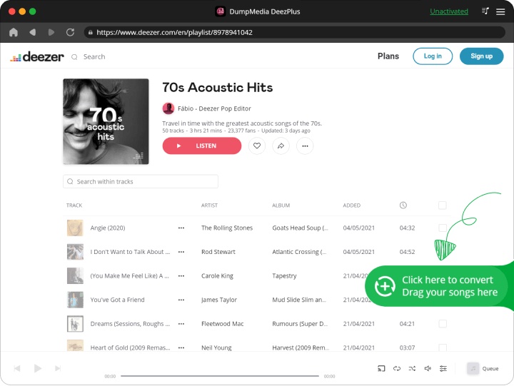 Drag and Add Deezer Songs/Playlists into Converter
