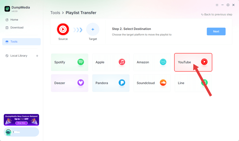Choose YouTube Music As A Source