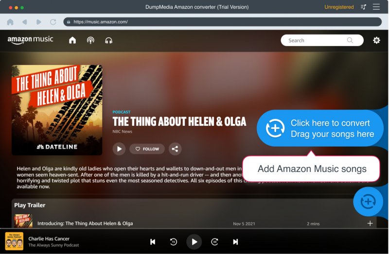 Drag and Add Amazon Music Songs/Playlists into The Program