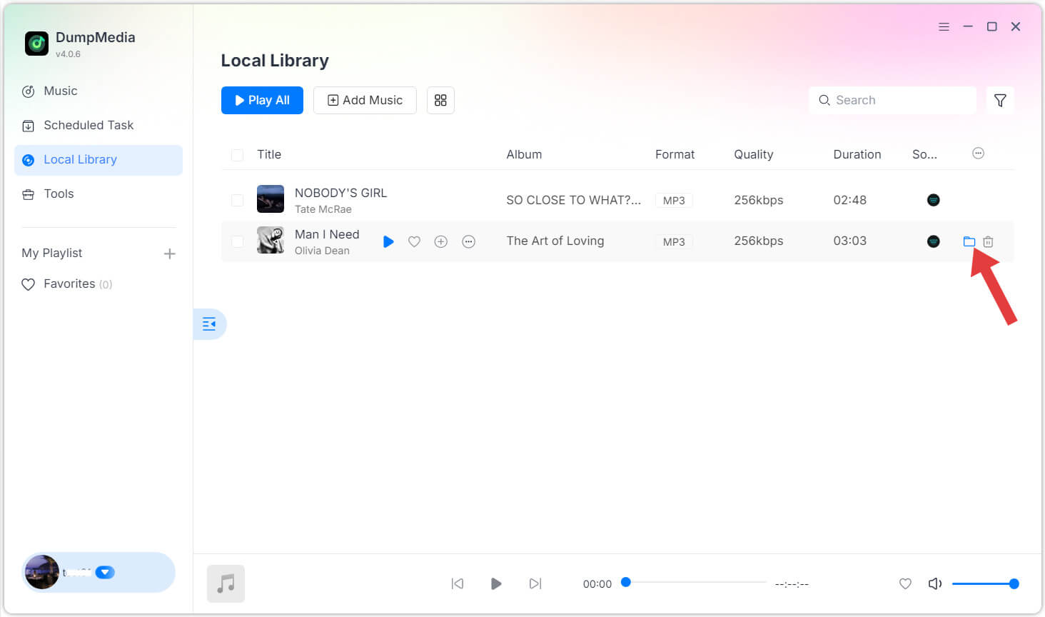 Controlla la musica convertita di Amazon
