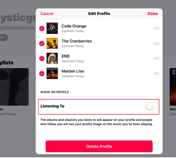 Apple Music Geçmişinizi Gizli Tutun