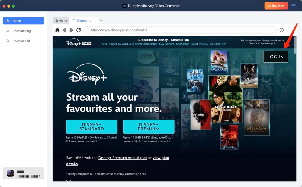 Log in to Disney Plus account