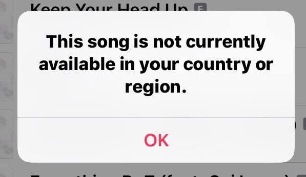 Die Benachrichtigung: Dieser Song ist in Ihrem Land oder Ihrer Region nicht verfügbar.
