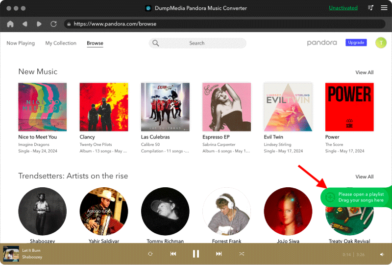 Drag Your Pandora Music to Convert