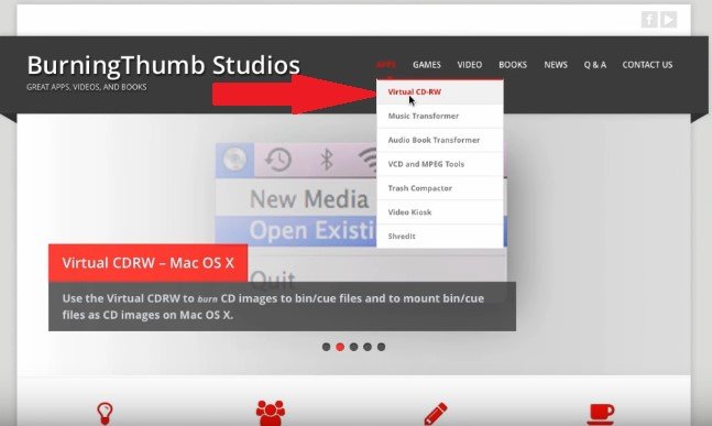 Selecione o CD-RW virtual em BurningThumb Studios