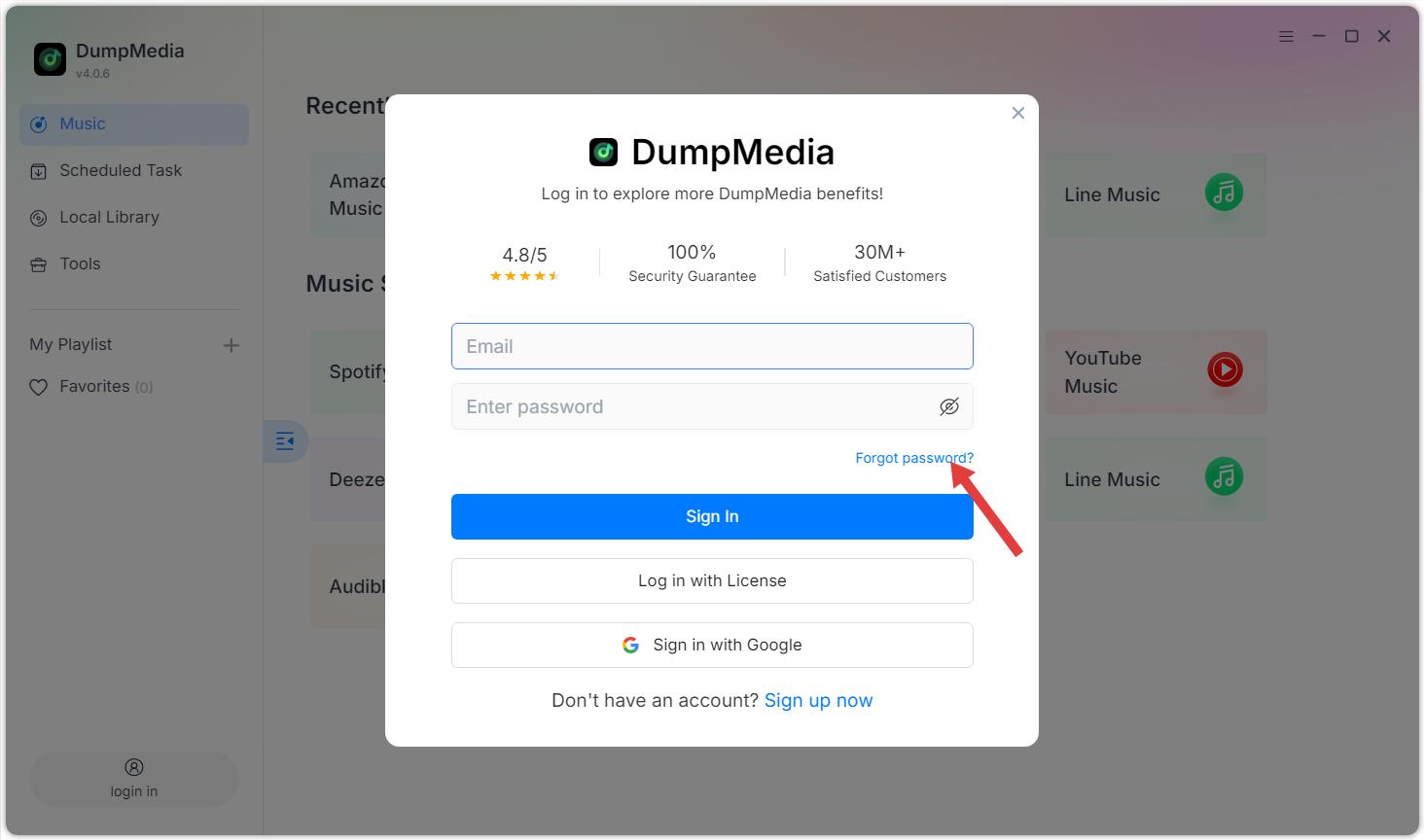 Glömde DumpMedia Lösenord