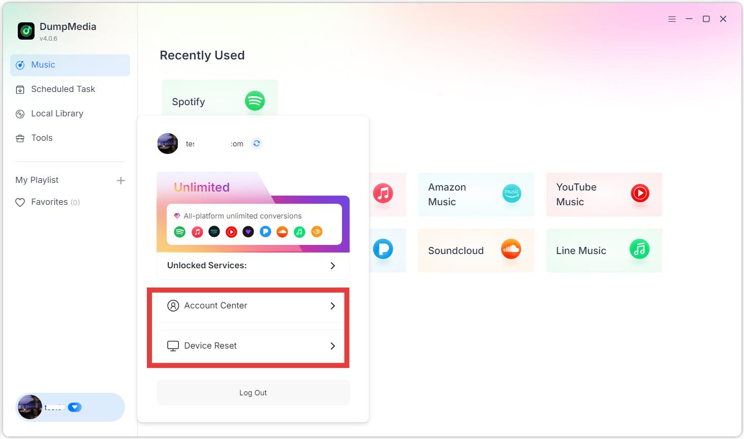 Hantera din DumpMedia Min sida
