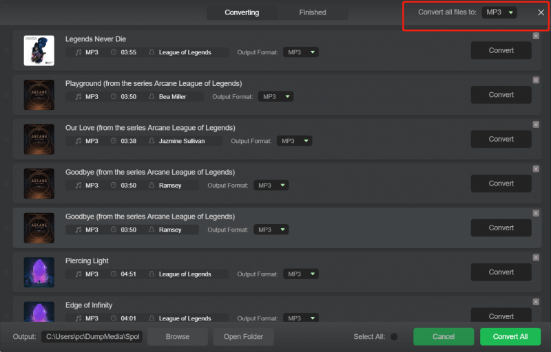 Choose Output Format of Your Spotify Songs