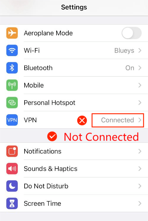 Turn Off VPN On the iPhone to Solve Apple Music Not Available Problem 