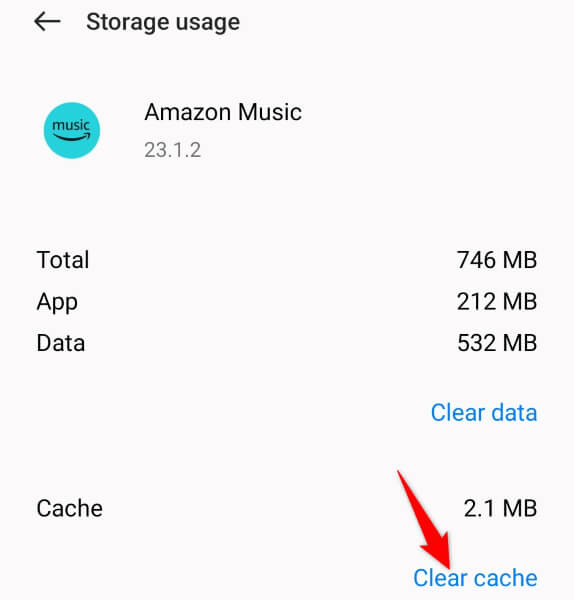 Cache van Amazon Music-app wissen