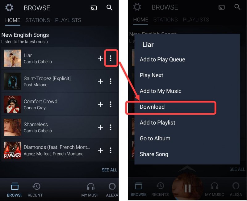 Descarga Amazon Music para escuchar sin conexión en iPhone