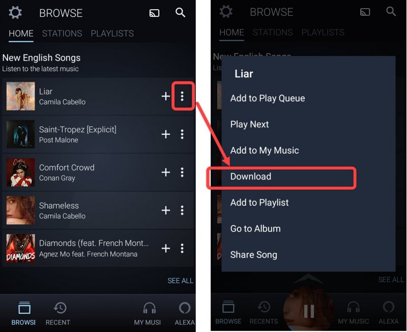 Scarica Amazon Music per l'ascolto offline su iPhone