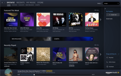 Interface van Amazon Music