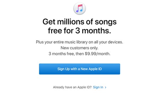 Essai gratuit de 3 mois - L'avantage pour Apple Music