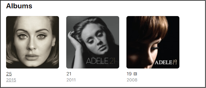 Adele’s Albums in Apple Music