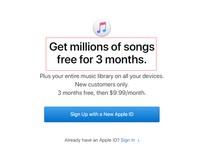 Prova di 3 mesi di Apple Music