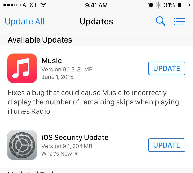 Mettre à jour l'application Apple Music