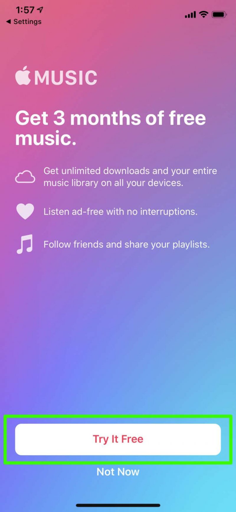 Apple Music Üç Aylık Deneme Sürümüyle Apple Music Hack'i Alın