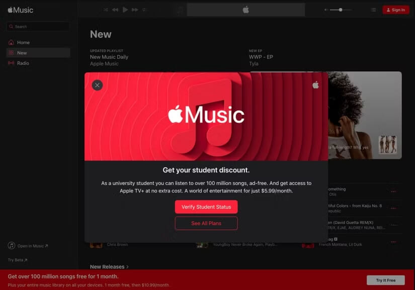 Plan étudiant Apple Music