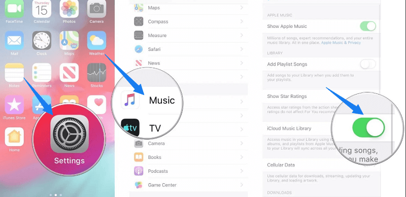 Odtwarzanie Apple Music na Apple TV przy użyciu biblioteki muzycznej iCloud
