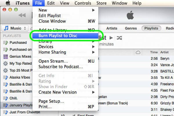 Çalma Listesini iTunes ile Yazma