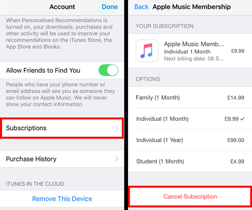 Come si annulla l'abbonamento a Apple Music sui dispositivi Apple