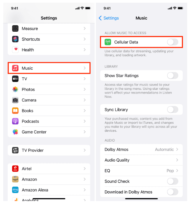 Enable Apple Music Mobile Data 