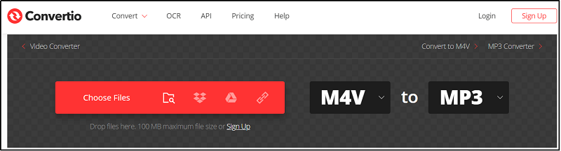 Converti M4V in MP3 con Convertio.co