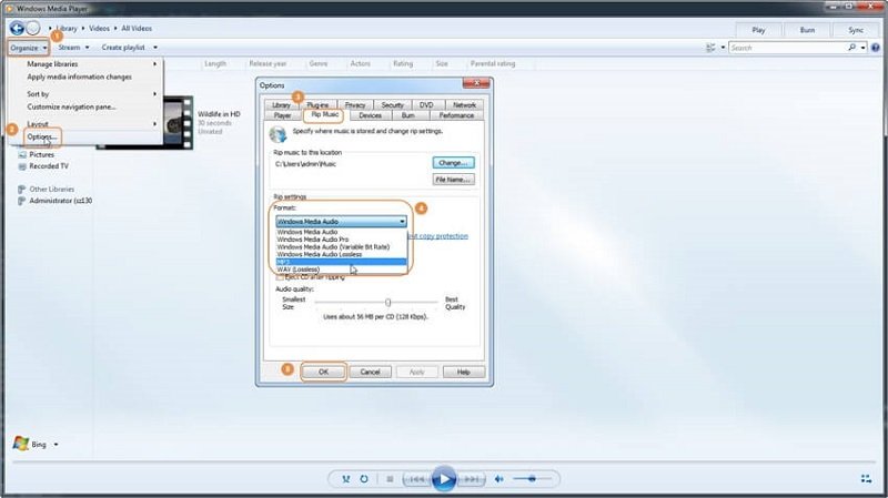 Convertir M4A a MP3 en Windows Media Player