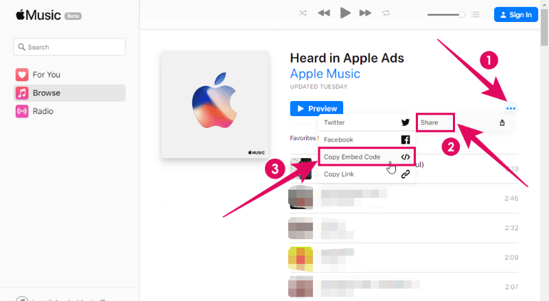 Insertar música de Apple
