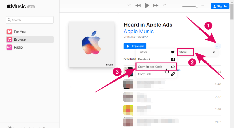 Apple Music insluiten