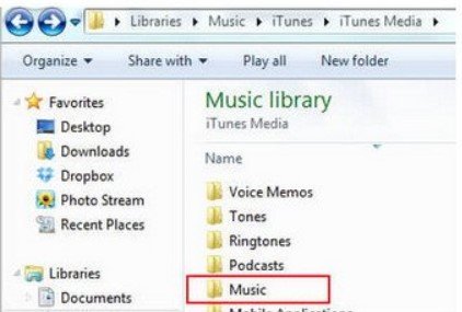 Kopieren Sie Dateien in den iTunes Music Folder