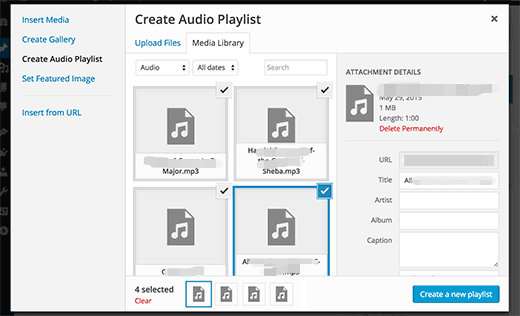 Crear lista de reproducción de audio en WordPress