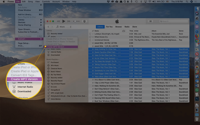 Conversion of the iTunes Songs to MP3 Format