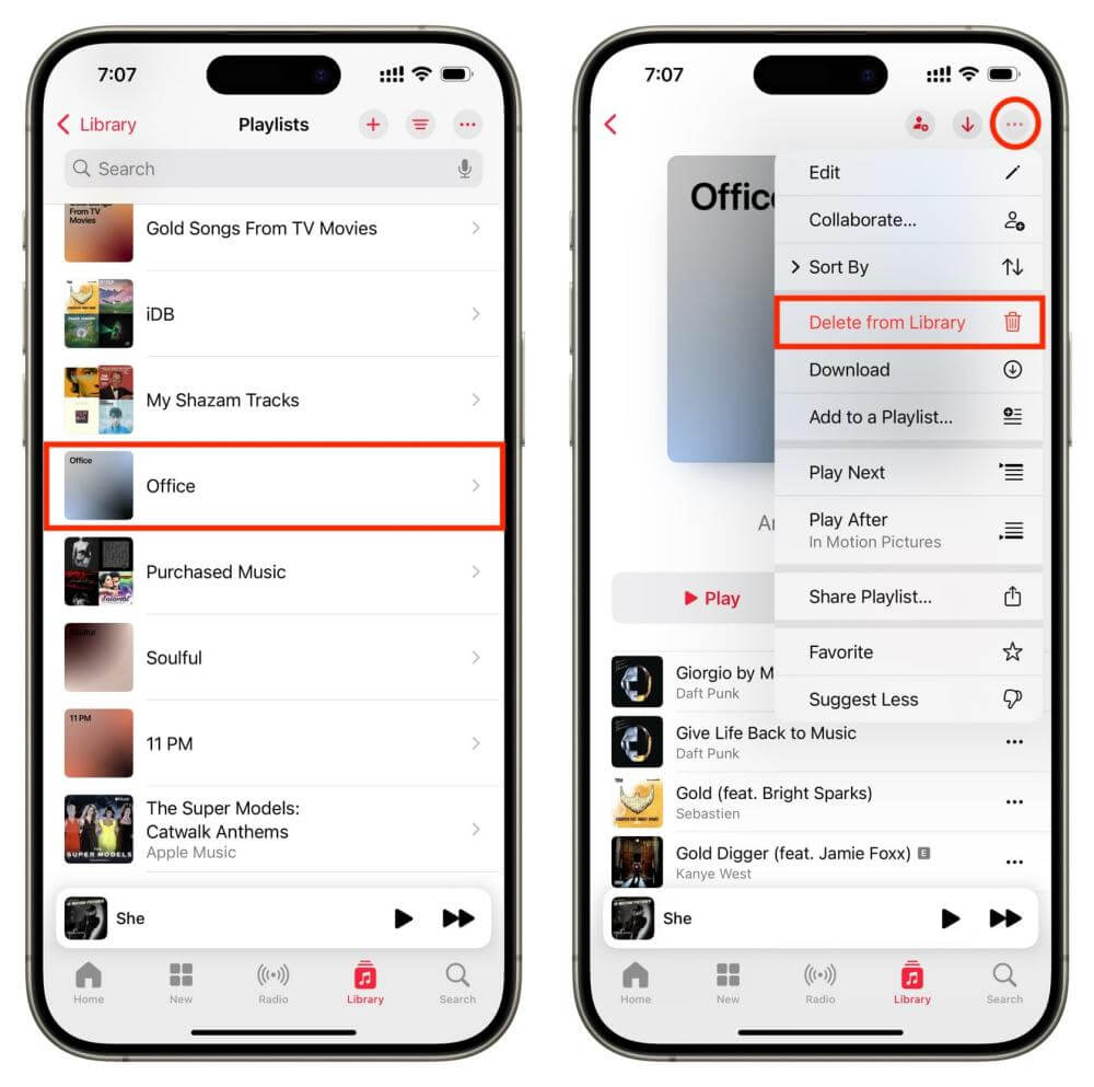 Delete Apple Music Playlist on iPhone