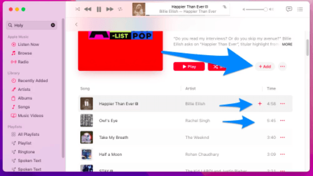 Mac에서 오프라인으로 Apple 음악 듣기