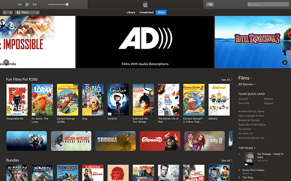 Films downloaden op iTunes