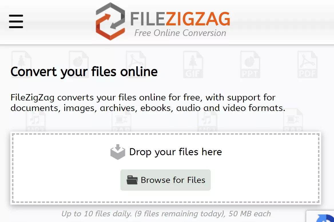 Convertisseur en ligne gratuit Filezigzag