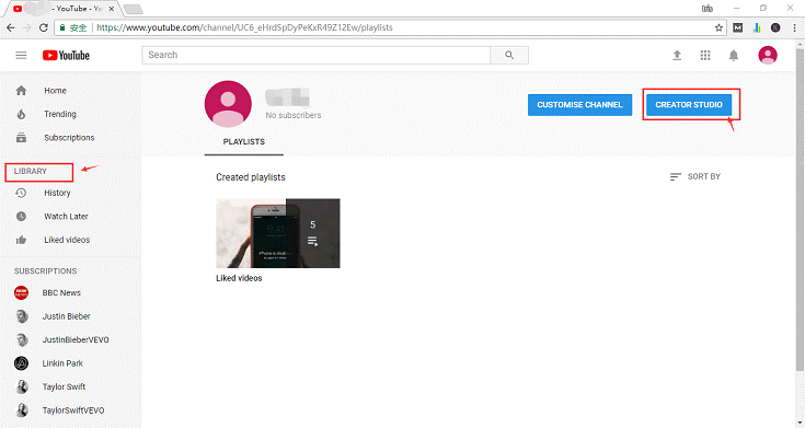 Udaj się do YouTube i poszukaj przycisku Studia twórców
