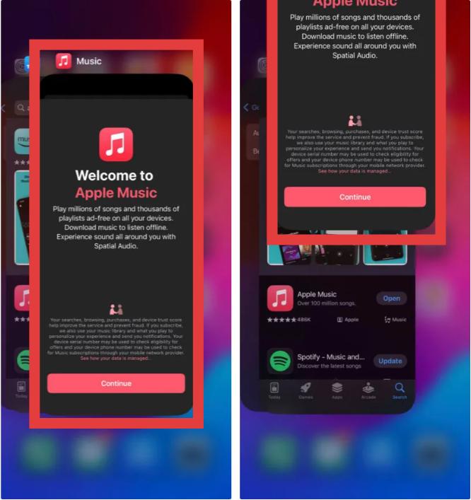 Restart Apple Music App iPhone