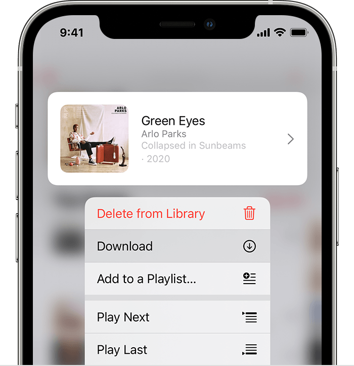 下載 Apple Music 歌曲或播放列表以供離線使用