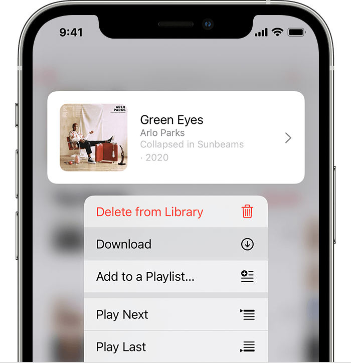 오프라인 사용을 위해 Apple 음악 노래 또는 재생 목록 다운로드