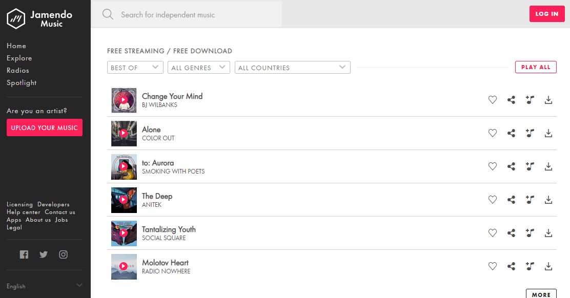 Jamendo Music Download Site