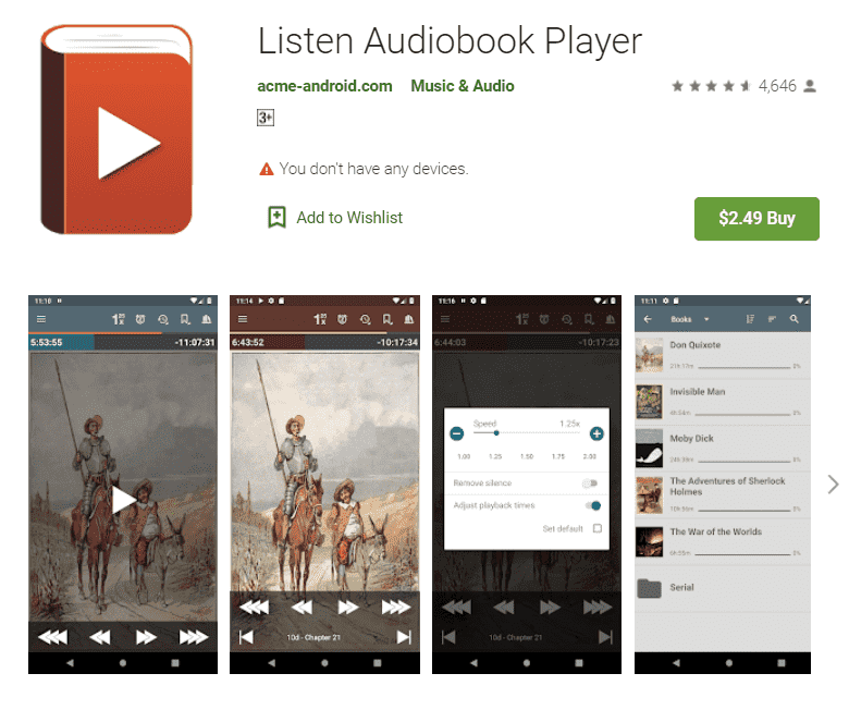 Riproduci audiolibri iTunes M4B su Android utilizzando Listen Audiobooks Player