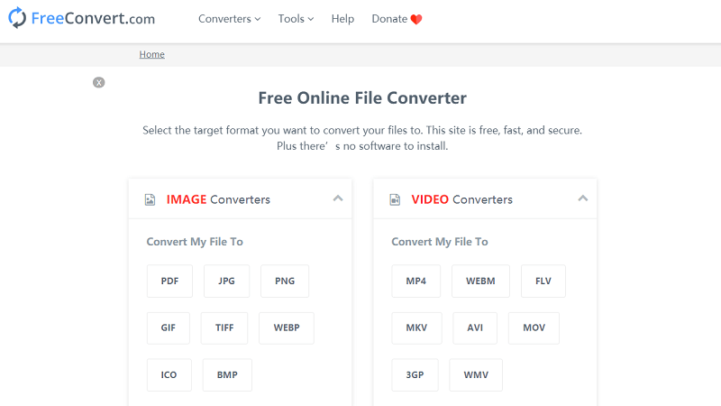 Gratis online converter FreeConvert.com