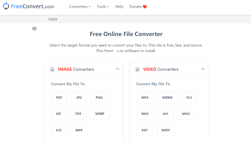 Convertisseur en ligne gratuit FreeConvert.com