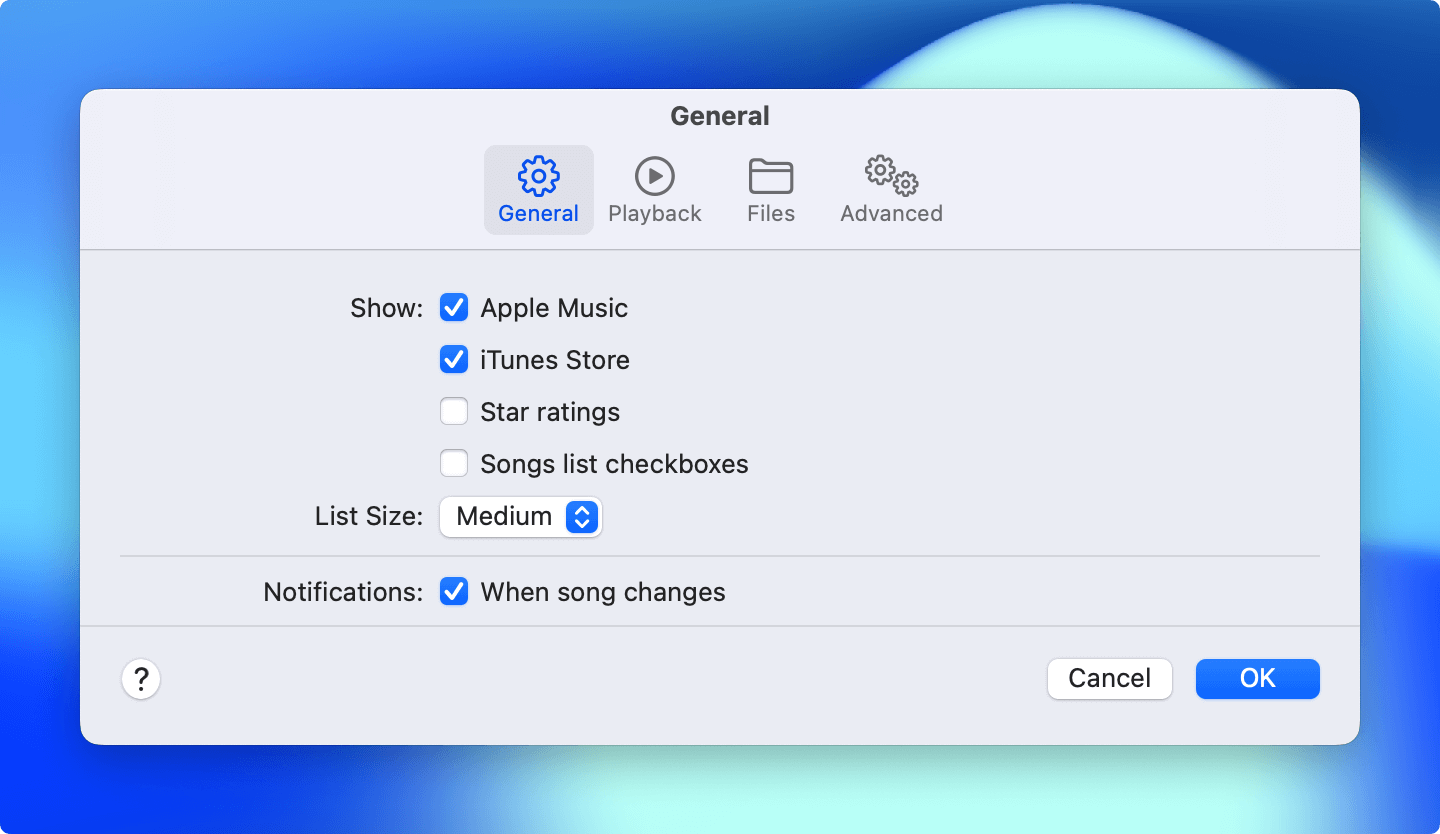 Revise la configuración de las casillas de verificación para arreglar las canciones de iTunes en gris