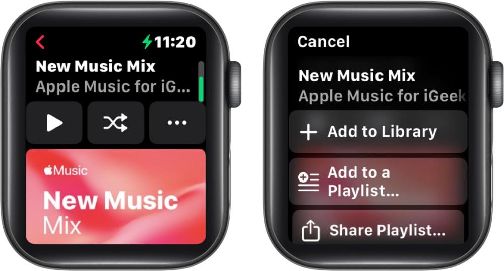 Apple Musique sur Apple Watch
