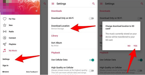 Apple Müzik Android SD Kartı